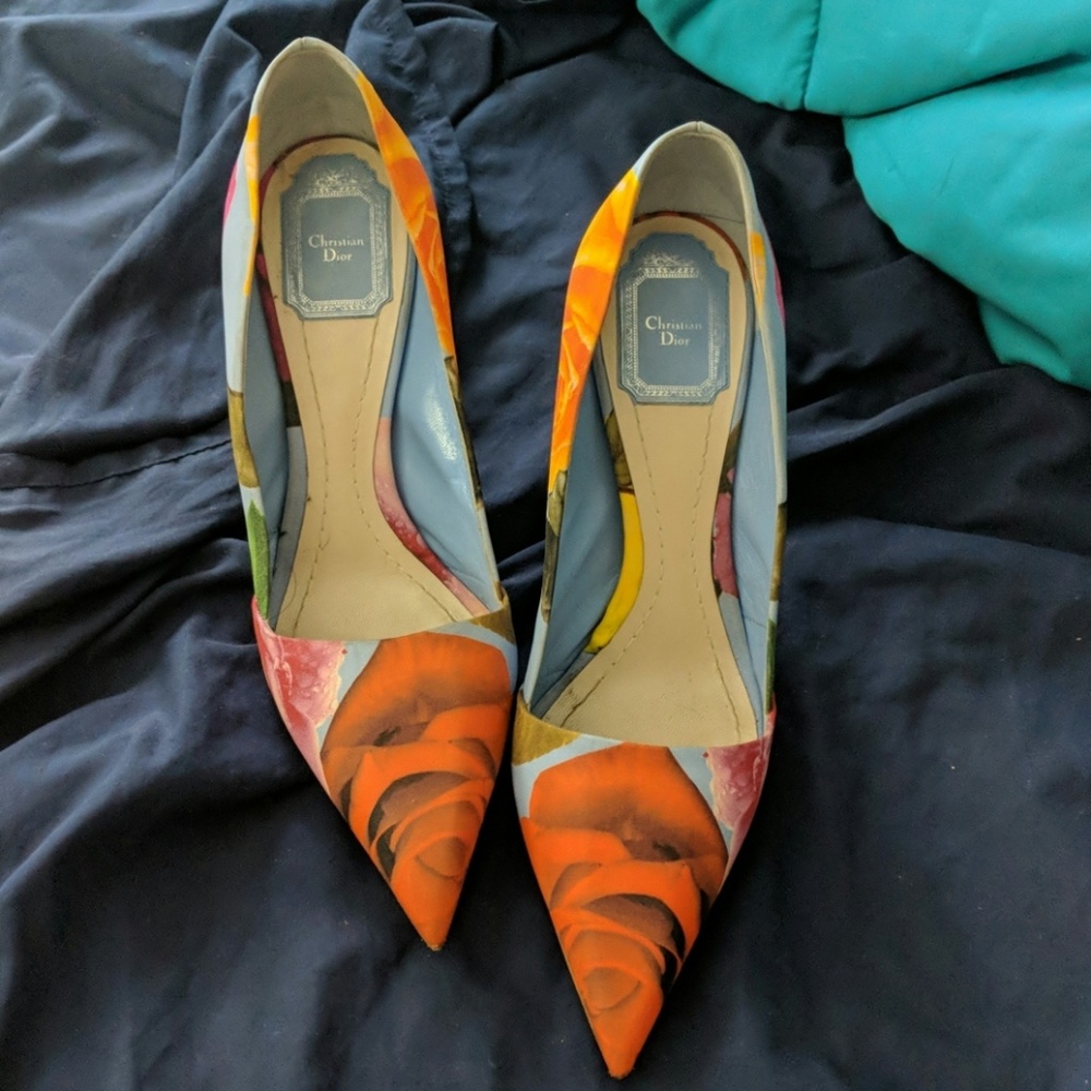 Christian Dior Printed Pointed-Toe Pumps